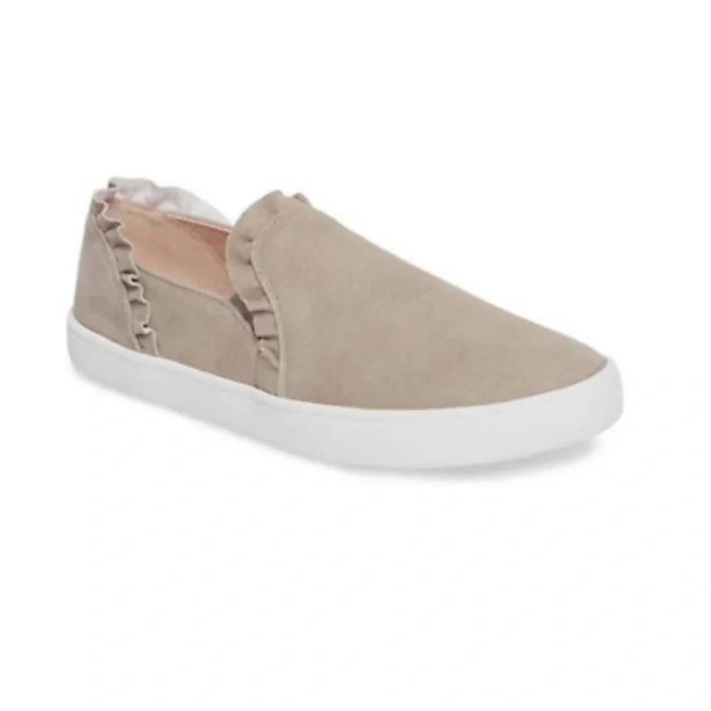 kate spade taupe slip-on sneakers with white sole